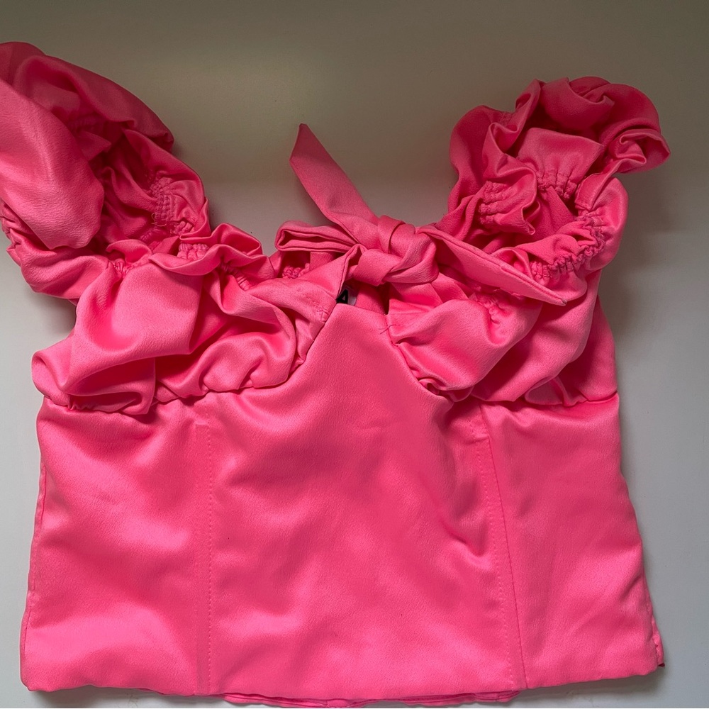 I.AM.GIA Naomi corset style crop top hot pink, Small.